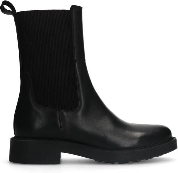 Manfield Zwarte leren chelsea boots