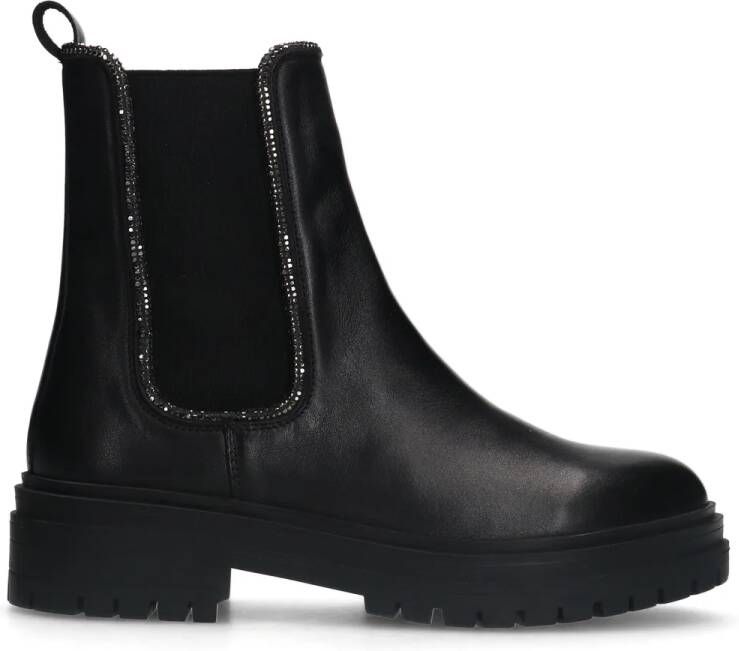 Manfield Zwarte leren chelsea boots