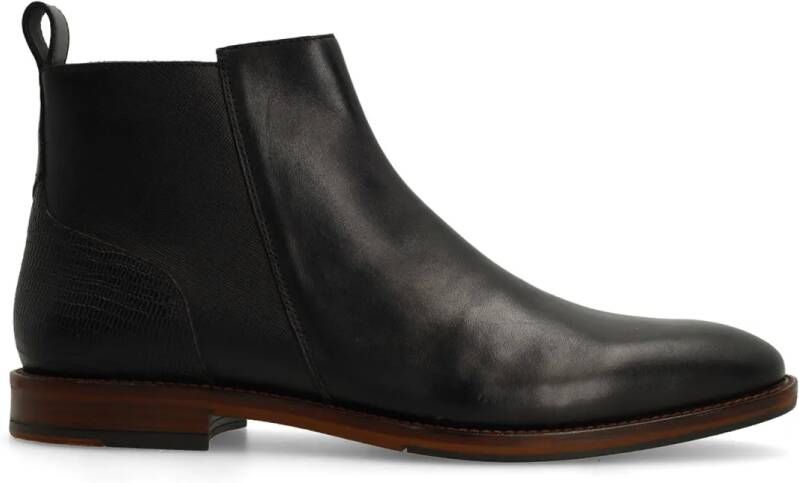 Manfield Heren Zwarte leren Chelsea boots - Foto 2