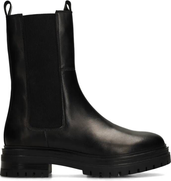 Manfield Dames Zwarte leren chelsea boots
