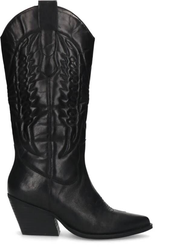 Manfield Dames Zwarte leren cowboy laarzen - Foto 5