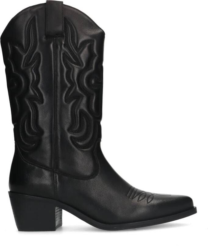 Manfield Dames Zwarte leren cowboy laarzen - Foto 4