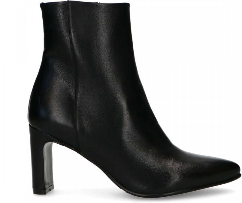 Manfield Dames Zwarte leren enkellaarsjes met hak - Foto 2