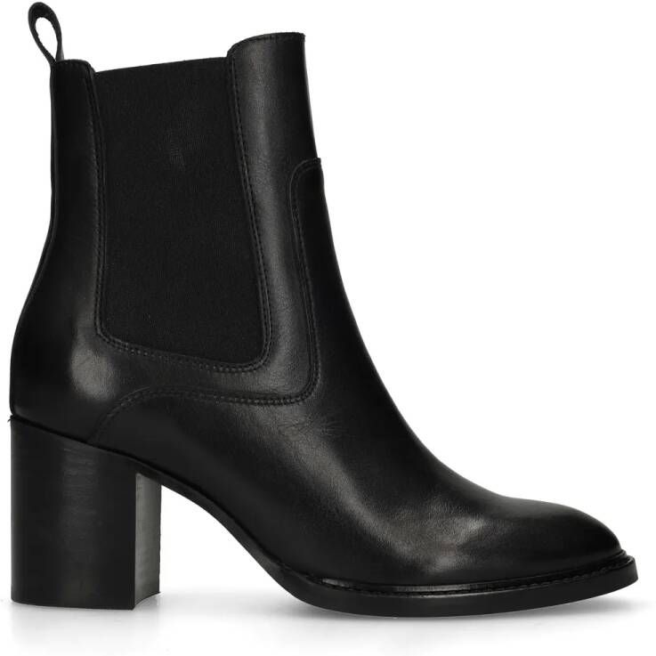 Manfield Dames Zwarte leren enkellaarsjes met hak - Foto 2