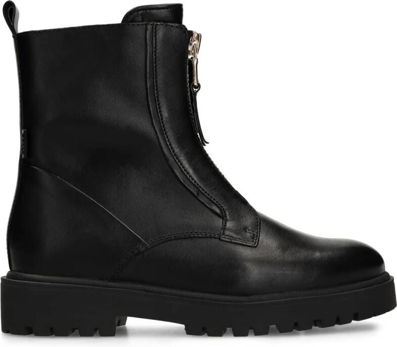 Manfield Dames Zwarte leren enkellaarsjes met rits - Foto 2