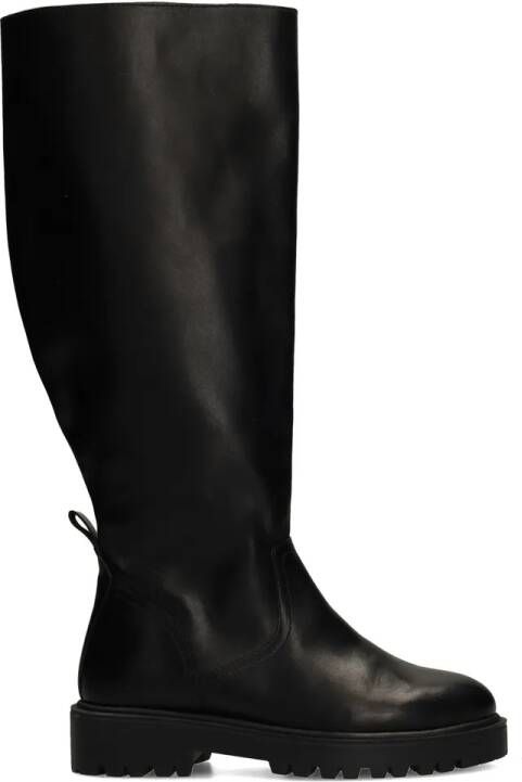 Manfield Dames Zwarte leren hoge laarzen met brede schacht - Foto 2