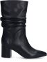 Manfield Dames Zwarte leren laarzen met hak - Thumbnail 3