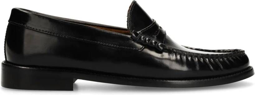 Manfield Dames Zwarte leren loafers