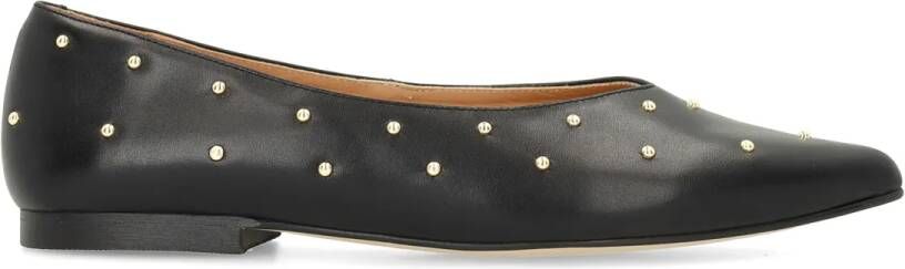 Manfield Dames Zwarte leren loafers met studs