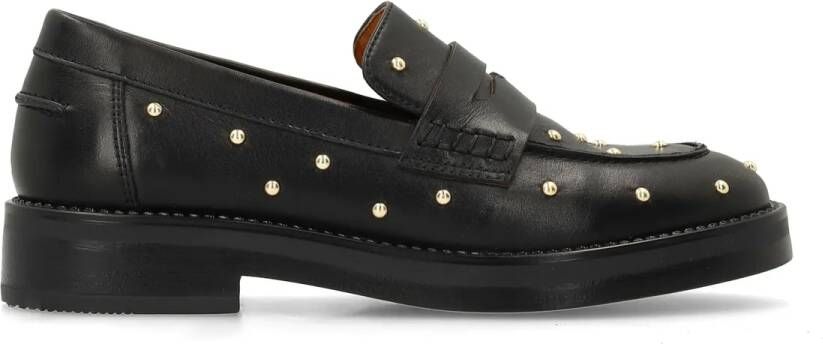 Manfield Zwarte leren loafers met studs