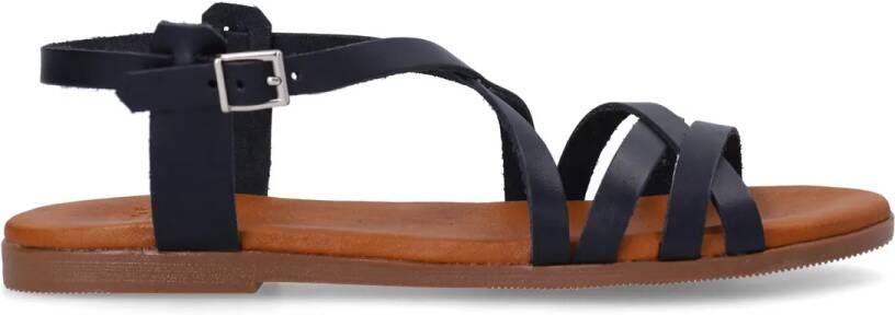 Manfield Zwarte leren sandalen