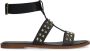 Manfield Dames Zwarte leren sandalen met studs - Thumbnail 3