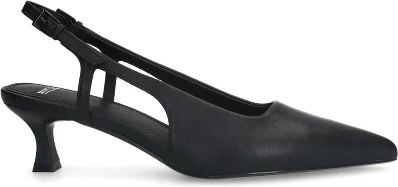 Manfield Zwarte leren slingback pumps