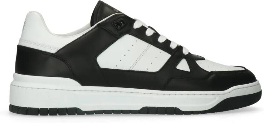 Manfield Zwarte leren sneakers