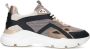Manfield Dames Zwarte leren sneakers met mesh details - Thumbnail 2