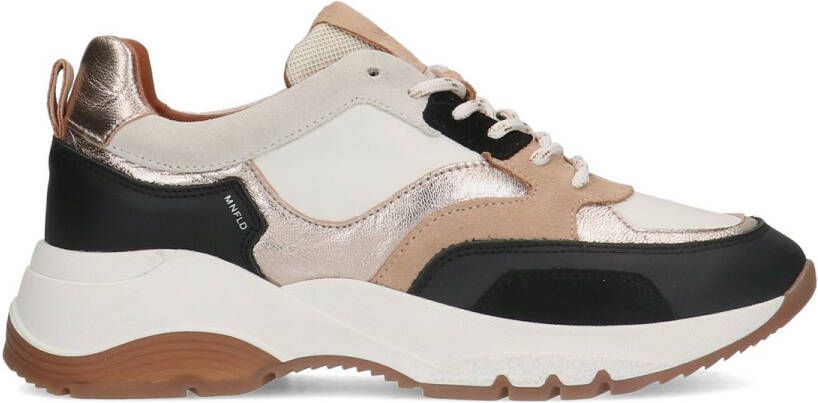 Manfield Dames Zwarte leren sneakers met suède details - Foto 2