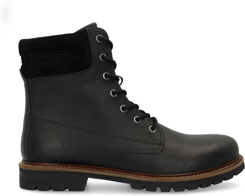 Manfield Zwarte leren veterboots