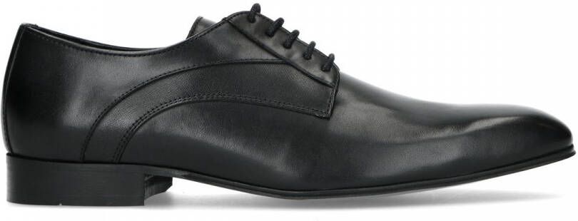 Manfield Zwarte leren veterschoenen - Schoenen.nl
