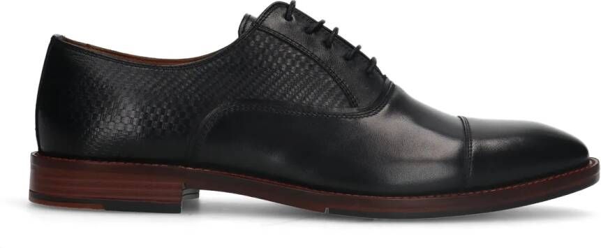 Manfield Heren Zwarte leren veterschoenen - Foto 2