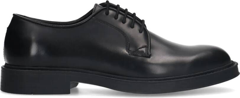 Manfield Zwarte leren veterschoenen