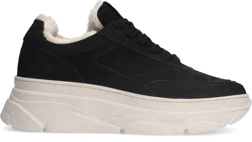 Manfield Zwarte nubuck sneakers