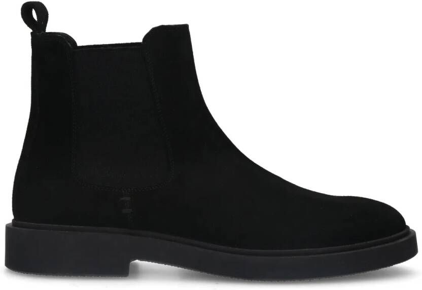 Manfield Heren Zwarte suède chelsea boots