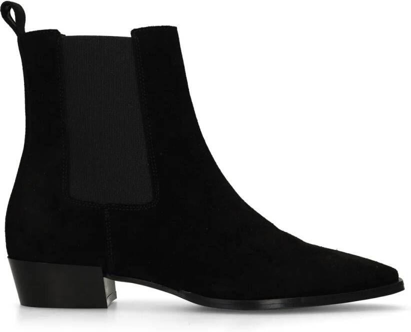 Manfield Zwarte suède chelsea boots