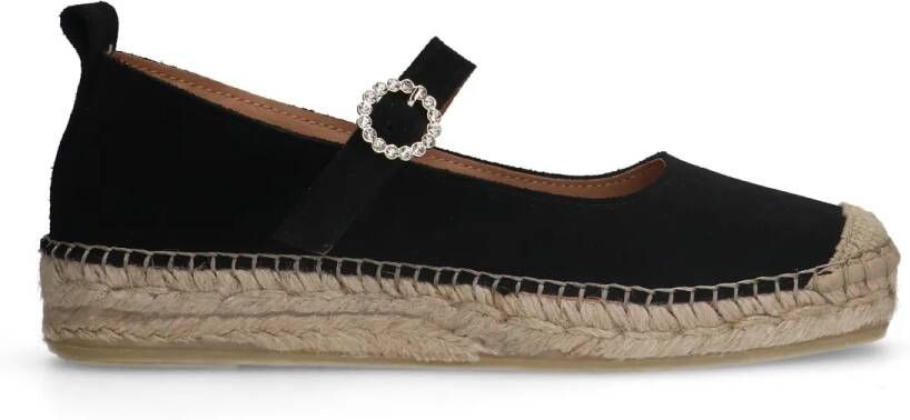 Manfield Dames Zwarte suède espadrilles met bandje - Foto 3