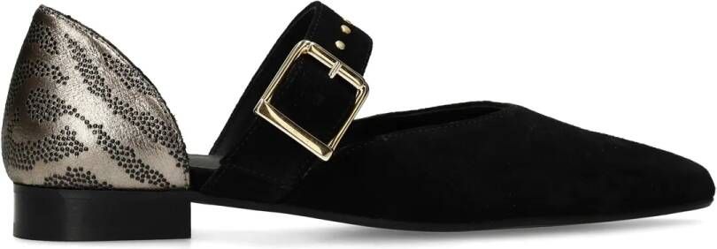 Manfield Dames Zwarte suède loafers