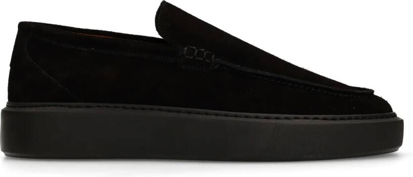 Manfield Zwarte suède loafers