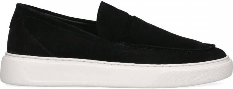 Manfield Heren Zwarte suède loafers met sportieve zool