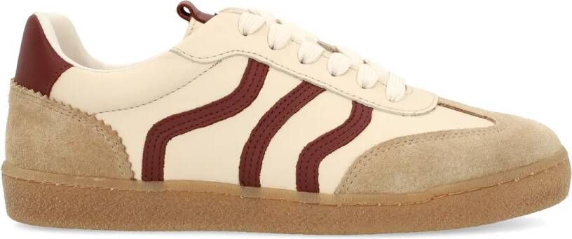 No stress Beige sneakers met burgundy details