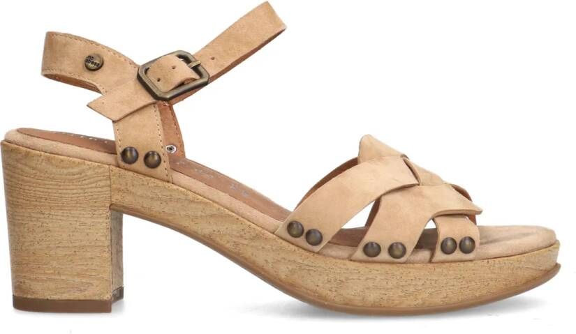 No stress Beige suède sandalen met hak
