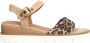 No Stress Dames Beige suède sandalen met leopard details - Thumbnail 3