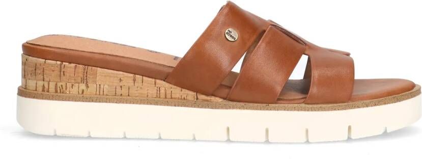 No stress Bruine leren sandalen
