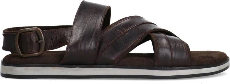 No stress Bruine leren sandalen