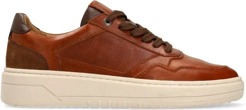 No stress Cognac leren sneakers