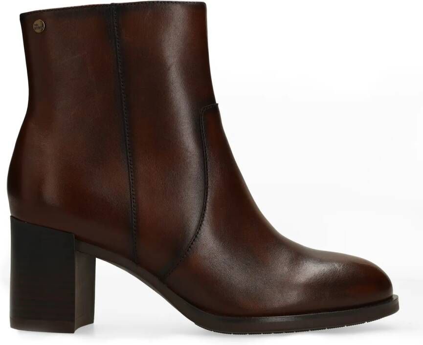 No Stress Dames Donkerbruine leren enkellaarsjes met hak - Foto 2