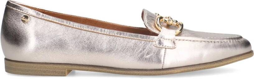 No stress Gouden leren loafers met gouden chain