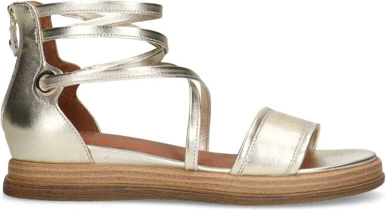 No stress Gouden leren sandalen met bandjes