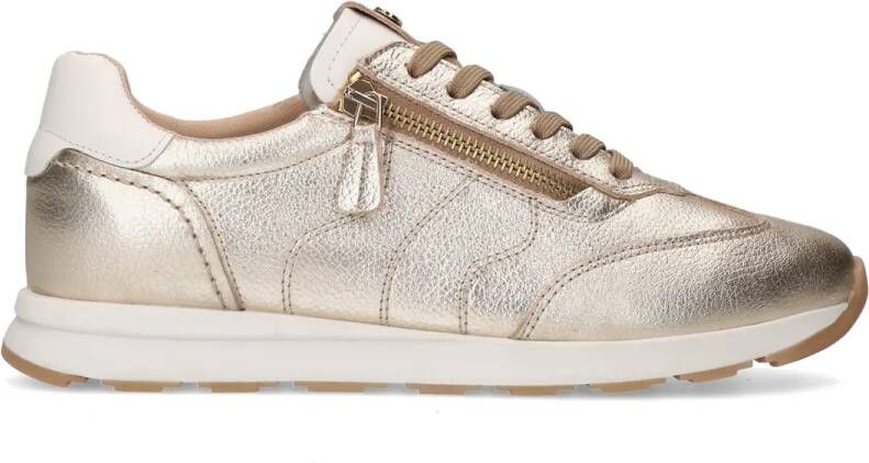 No stress Gouden leren sneakers met rits