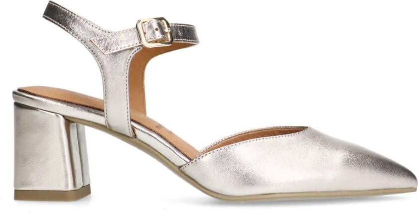 No stress Goudkleurige leren slingbacks
