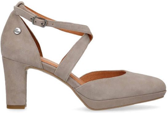 No stress Grijze suède pumps met gekruiste bandjes - Schoenen.nl