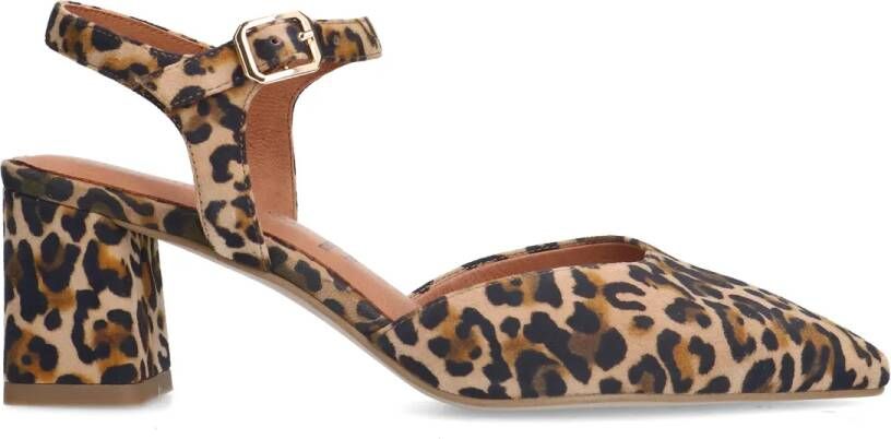 No stress Leopard suède slingback pumps