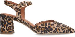 No Stress suède pumps met panterprint bruin zwart