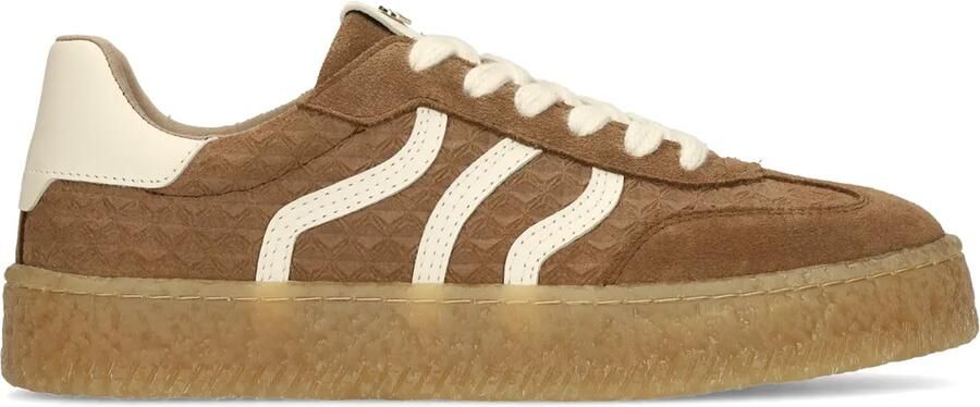 No stress Bruine leren sneakers met suède details