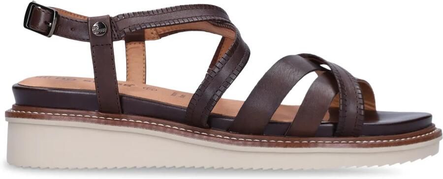 No stress Donkerbruine leren sandalen