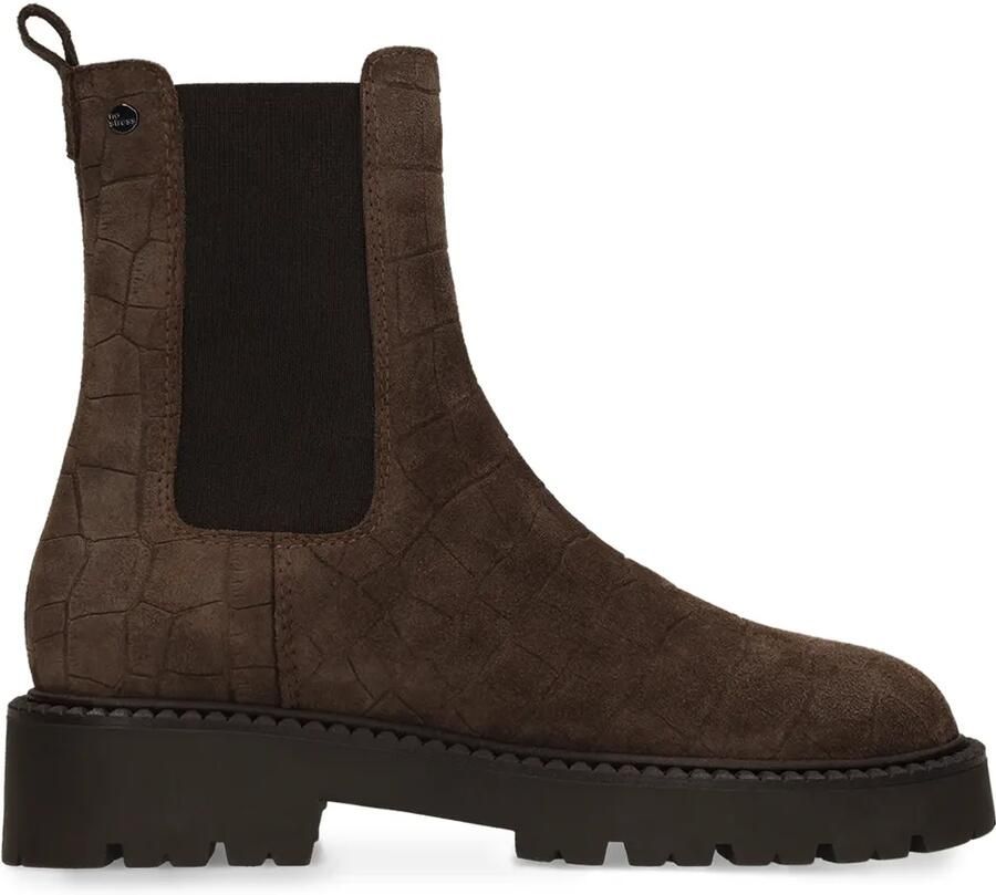 No stress Donkerbruine suède croco chelsea boots