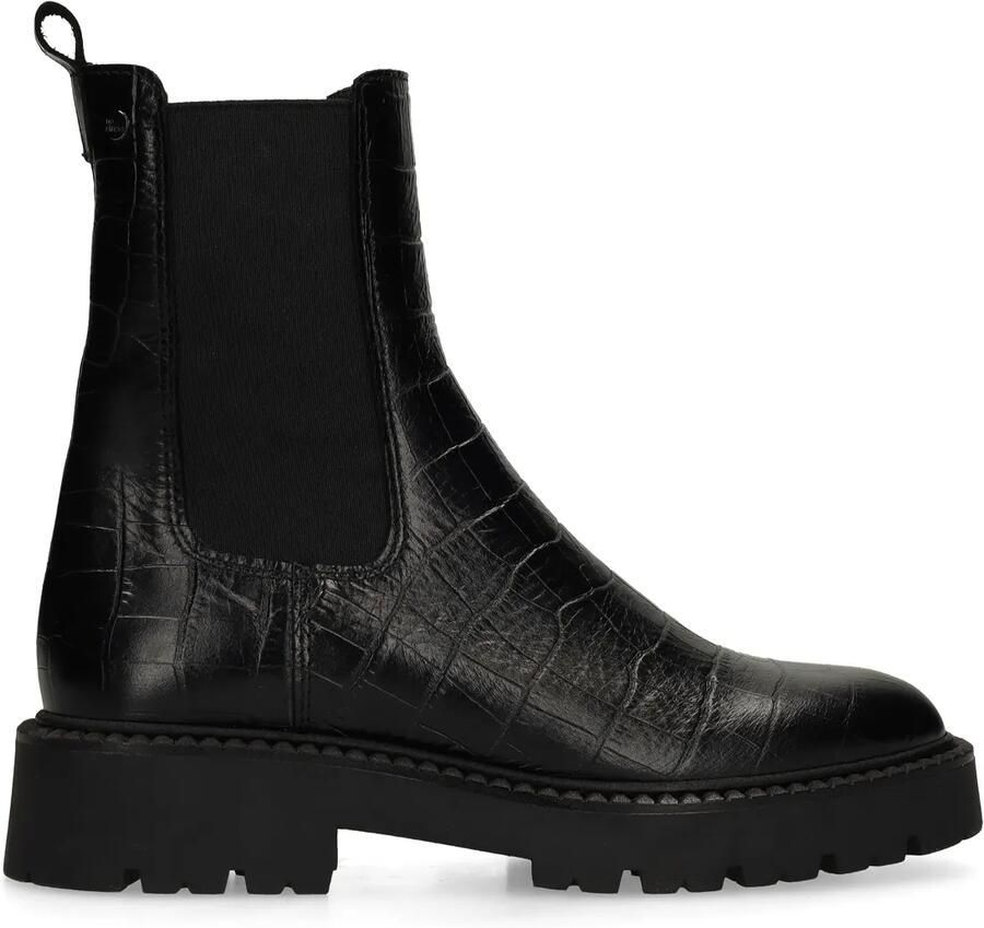 No stress Zwarte leren croco chelsea boots
