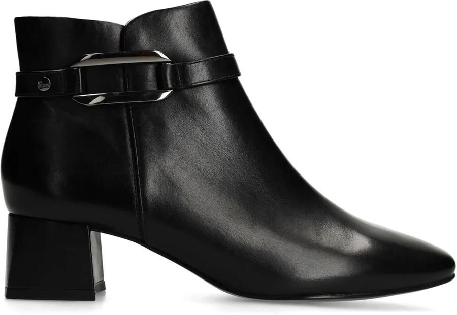 No Stress Dames Zwarte leren enkellaarsjes met hak